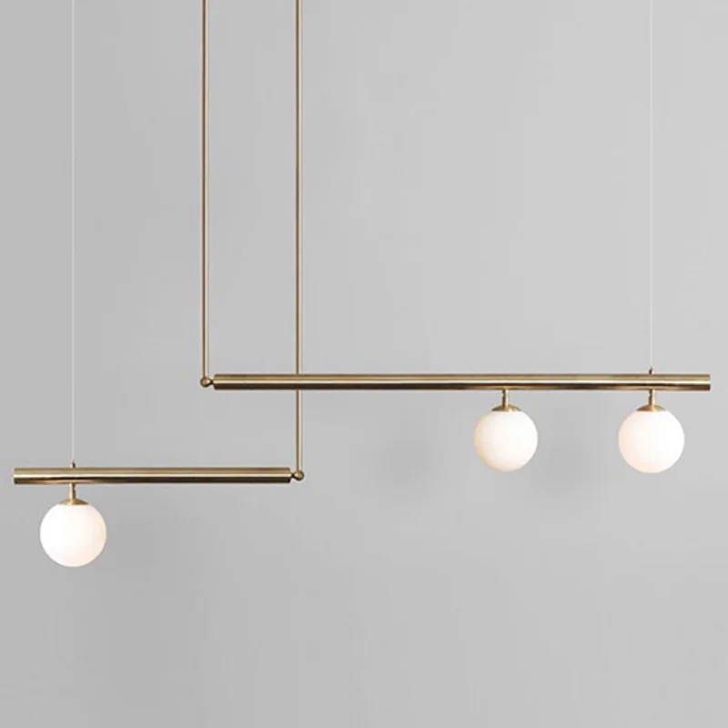 Postmodern creative restaurant glass ball pendant lamps art coffee shop living room model room long pipe pendant lights