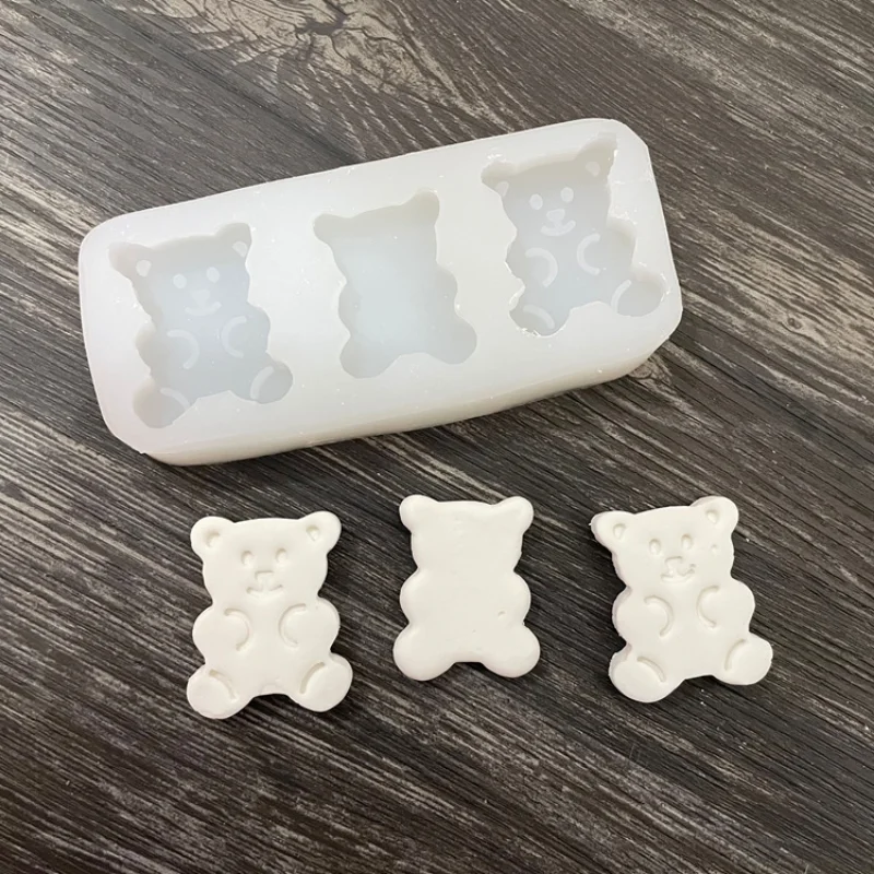 

DIY Bear Biscuit Mold Handmade Aromatherapy Gypsum Candle Bear Cake Decorating Tools Silicone Molds for Baking Fondant Molds