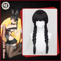 uwowo binding uzuki maoyue momoko cosplay wig 65cm black braids momo hair