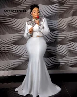 Aso Ebi White Evening Dress Elegant Dresses For Women 2022 Formal Gowns Long Sleeve Wedding Party Gown African Mermaid vestidos