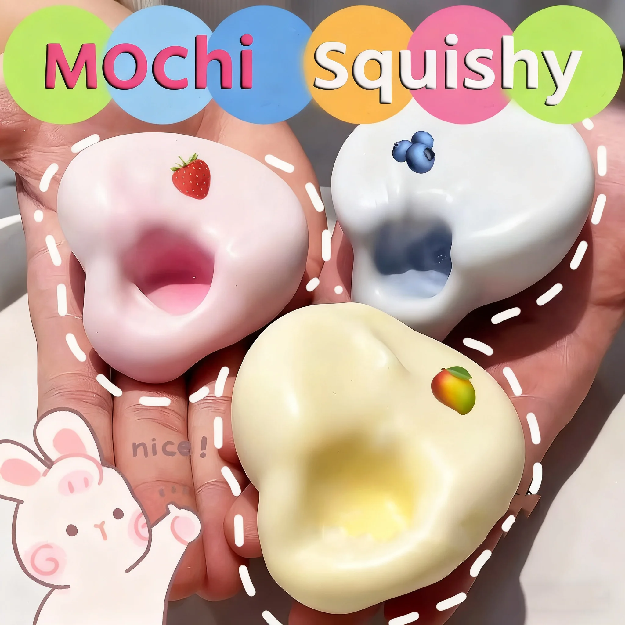 Фото Mochi Squishy медленный отскок сжимаемые игрушки для детей, мяч для снятия стресса, декомпрессия, расслабление, сенсорные игрушки, подарок №1