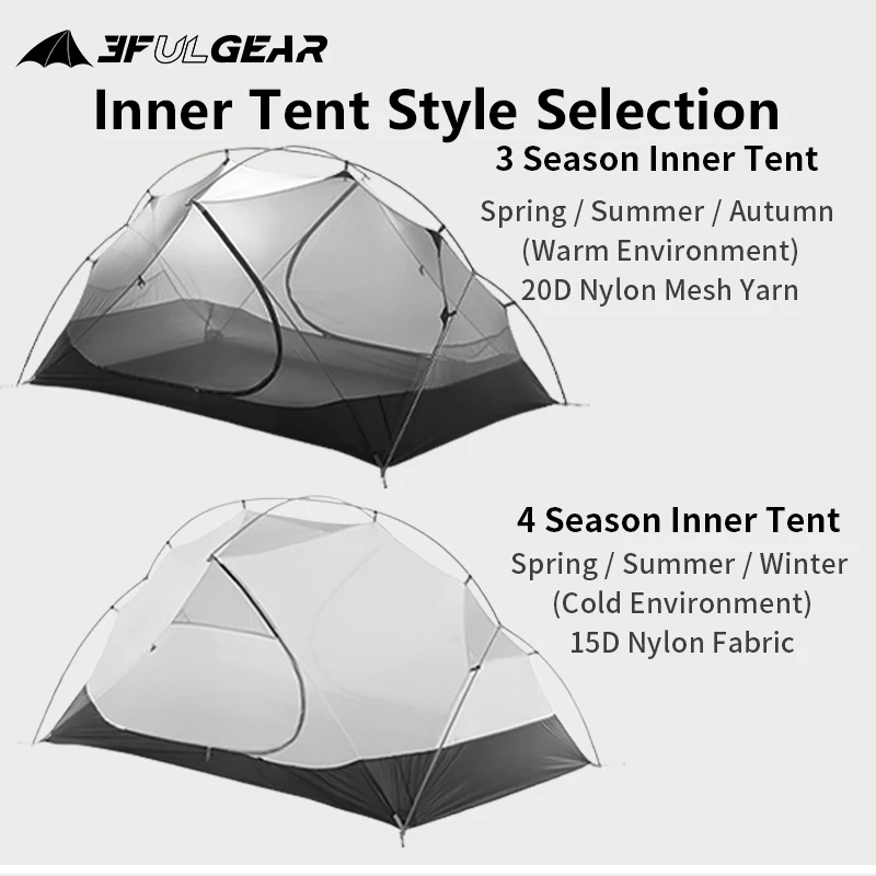 3F UL GEAR детали палатки двухслойный тент набор 15D/210T водонепроницаемый наружный 3/4