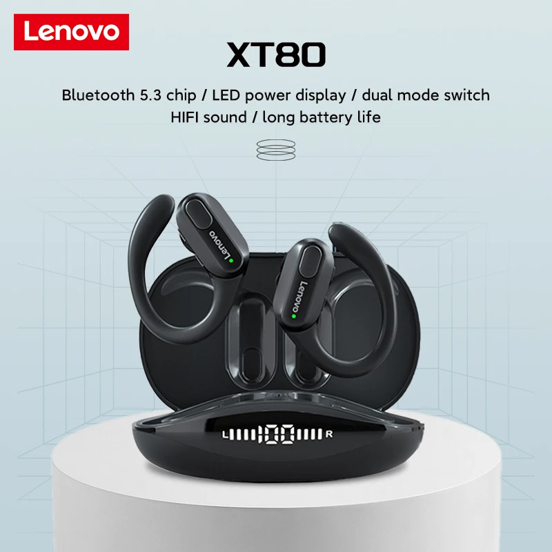 

Lenovo XT80 TWS Bluetooth Earphones Wireless Headphones HiFi Stereo Sports Waterproof Earbud Headset With Mic Music Charging Box