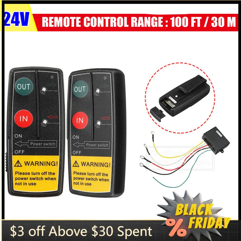 

Автомобильная Беспроводная лебедка, комплект из 24 В пульта дистанционного управления с ручным передатчиком для квадроциклов, грузовиков, а...