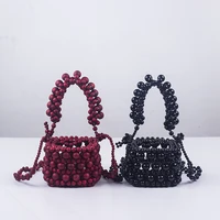 new design acrylic party beaded bags special woman black wedding handbag beads bag for women