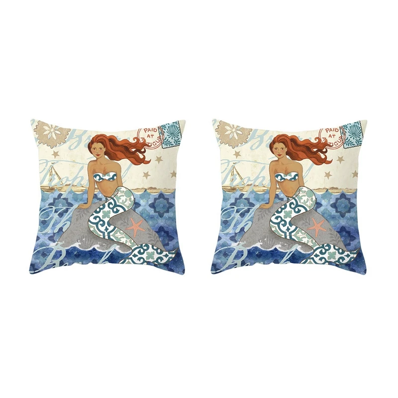 

Mediterranean Ocean Digital Print Peach Skin Pillow Cushion Cover Home Goods 25