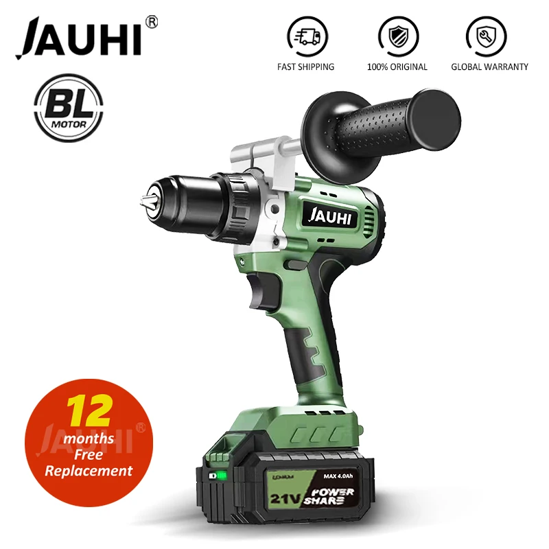 

JAUHI 21V Brushless Electric Drill 20 Torque 115NM Cordless Screwdriver Li-ion Battery Electric Power Screwdriver Drill