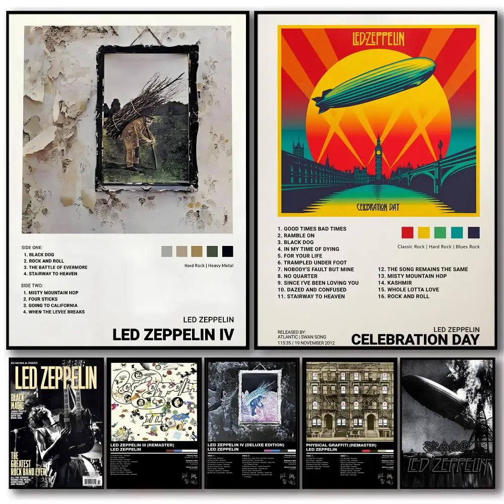 Фото Постер с изображением группы Led Zeppelin, декоративные наклейки, настенное искусство, фото-дизайн для украшения дома, гостиной, прихожей №1