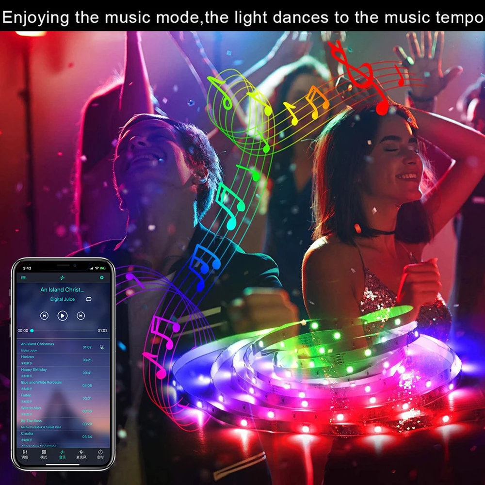 Bluetooth LED Light Strip 2835 5050SMD WIFI RGB Flexible Ribbon Waterproof with Remote Control APP TV Backlight Bedroom Decor |