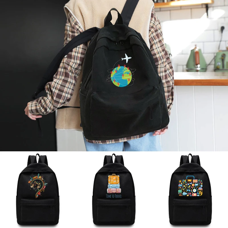 

Korean Backpack Version Travel Printed Female Middle School Student Schoolbag Casual Back Pack Travel Bag Unisex Youth Backpack