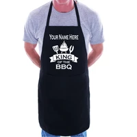print custom black apron this apron king of the bbq add your name here bbq baking cooking chef apron kawaii apron