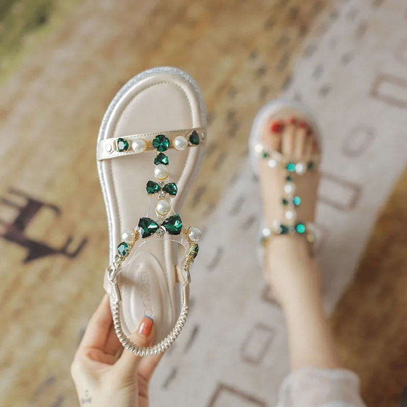 

Сандалии женские летние с открытым носком, богемные туфли с мягкой подошвой, римские сандалии, праздничная пляжная обувь на плоской подошве