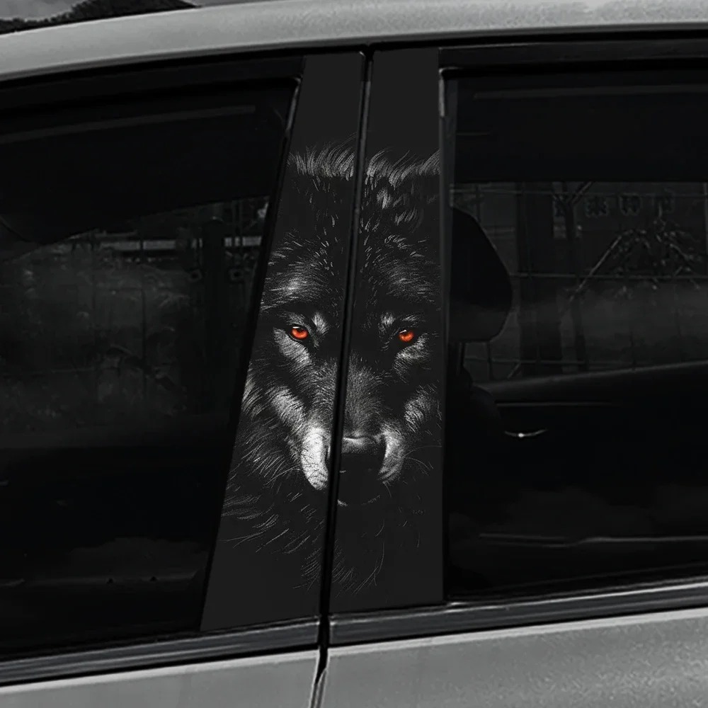 

1/2 шт. голубые глаза волк автомобильные наклейки авто B столб водостойкий декор в виде животных крышка царапины двери автомобиля столб виниловые наклейки