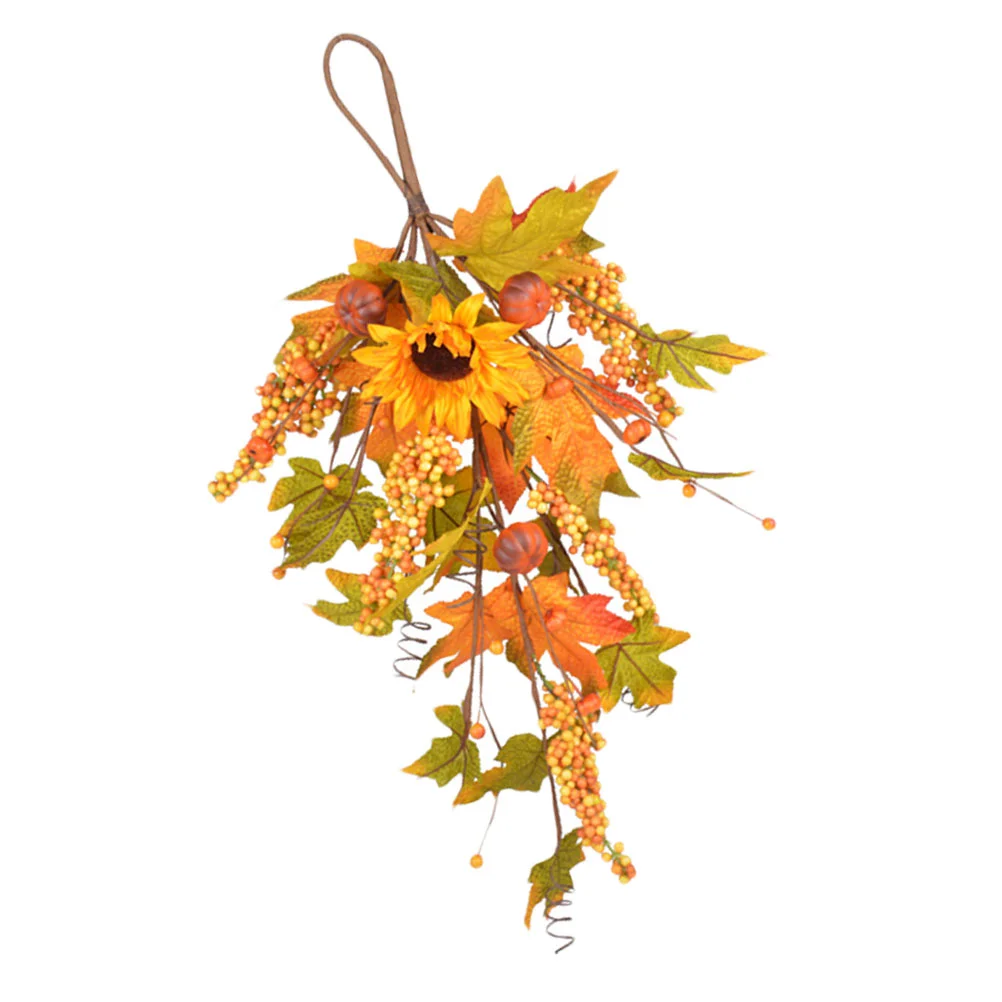 

Garland Sunflower Artificial Vine Thanksgiving Hangingfoliage Wreath Teardrop Door Wedding Autumn Vines Backdrop Decor Silk Xmas