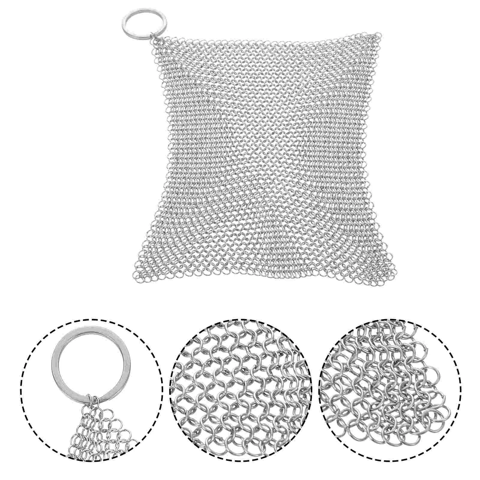 

Skillet Chainmail Cleaning Cleaner Scrubber Chain Kitchen Scrubbing Iron Cast Pad Dish Cloths Dishwashing Rug Dishcloths Scrub