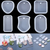 136pcs keychain pendant silicone mold set crystal epoxy resin mold for diy round rectangle pendants casting mould kit