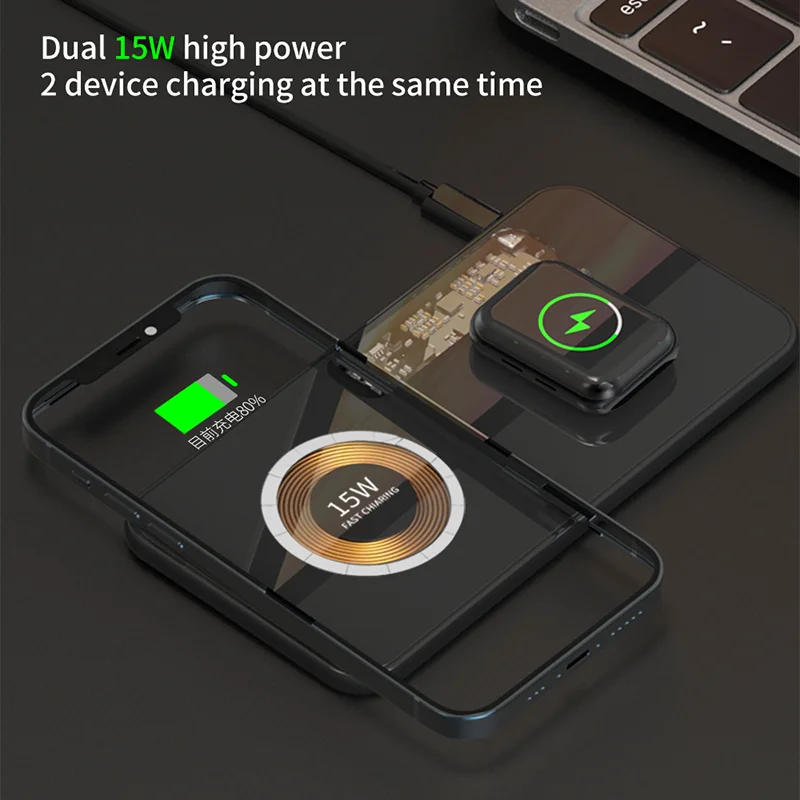 Transparent Wireless Charger Pad for Macsafe iPhone 13 13promax 13pro 13mini 12 12pro 12promax 12mini Qi Fast Wireless Charging