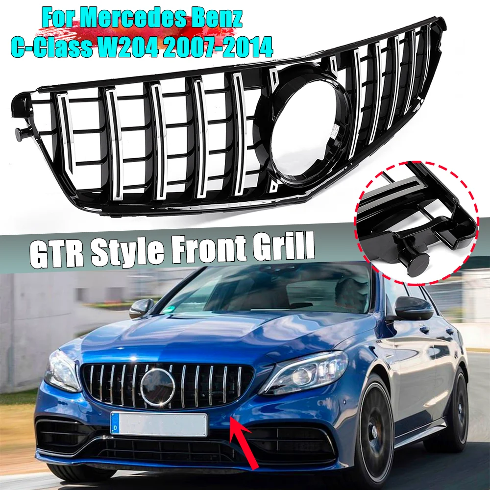 

Car Front Bumper Grill Grille GT R AMG Style For Mercedes For Benz C-Class W204 C200 C300 C280 C230 C260 2007-2014 Replace