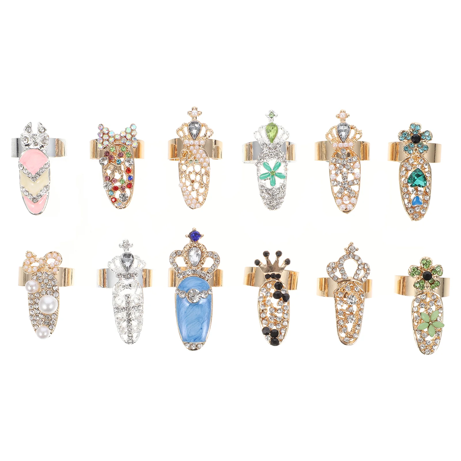 

12 Pcs Nail Set Ring Manicure Charm 3d Charms Supplies Manicures Decoration Alloy Bride Fashion Clothing