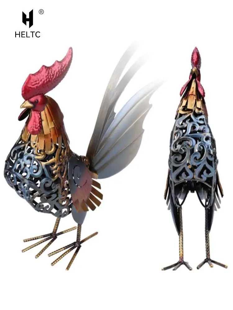 

Modern Metal Decoration Metal Giraffe Beautiful Handicraft Gift Creative Home Wrought Iron Ornaments Openwork Art Design Rooster