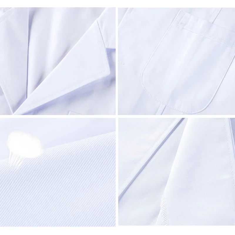 Unisex Slim solid color simple cotton anti-wrinkle overalls long coat beauty salon uniform laboratory pet shop scrub overalls images - 6