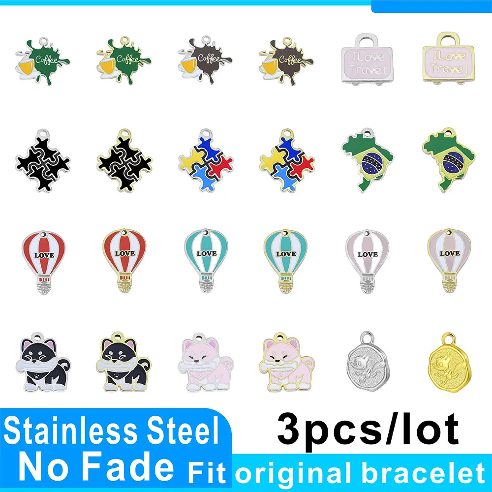 

3Pcs/lot Mix Color Enamel Cute Food Drink Brazil map Charms Pendants For Necklaces Handmade DIY Jewelry Making Accessories