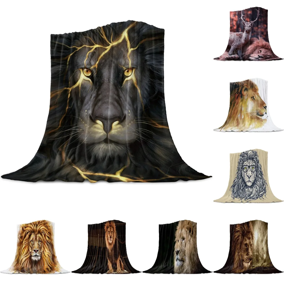 

Soft Warm Coral Fleece Blanket Lion Black Winter Sheet Bedspread Sofa Throw Light Thin Mechanical Wash Flannel Blankets Queen