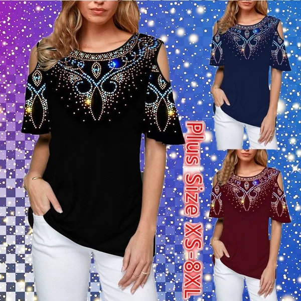 2022 Women's Fashion Short Sleeved Shirts Gradual Printed Round Neck Pullover Casual T Shirts Tops  XS-5XL
