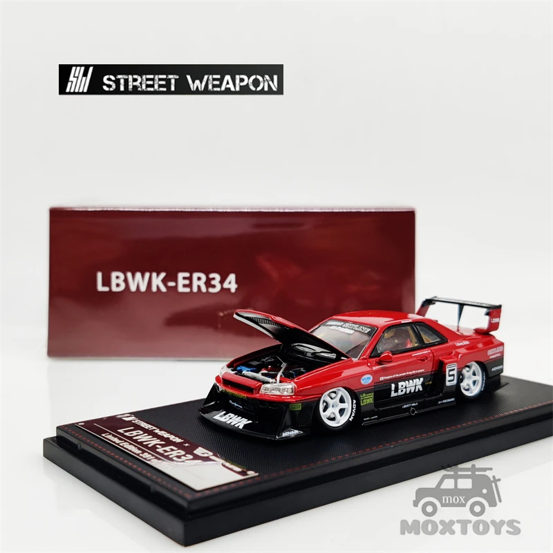

Street Weapon 1:64 LBWK Nissan GTR ER34 Car hood open ver Diecast Model Car