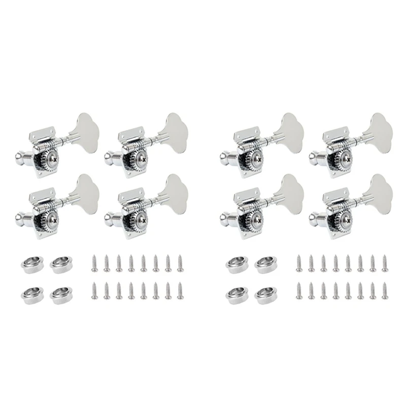 

8Pcs Guitar Tuning Pegs Electric Bass Tuner Peg Guitar Open Gear Tuning Pegs Machine Heads For Fender Jazz Bass Silver