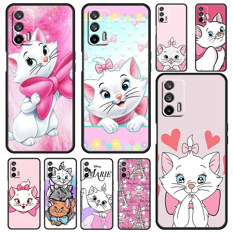 

Marie Cat Cartoon For OPPO Realme GT Master Neo C21Y C3 9 9i 8 6 Pro A5 A9 2020 A72 A74 A53 Silicone Black Phone Case Fundas