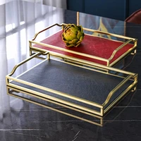 nordic leather tray ornaments american family living room tea tray storage tray ornaments fruit plate kitchen dishes candy box