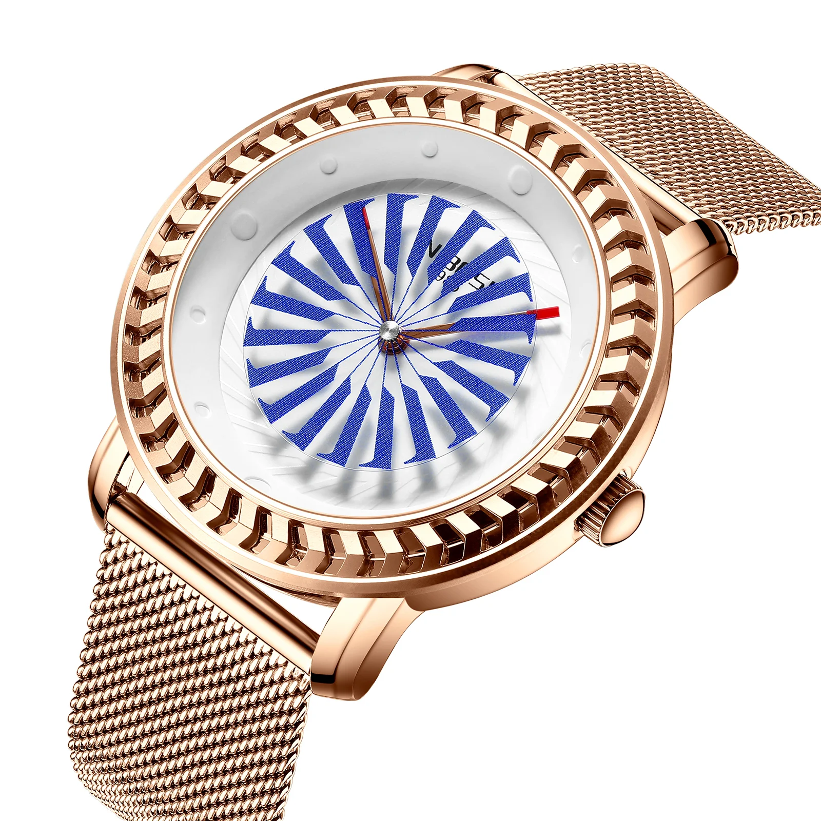 

Часы мужские кварцевые с уникальным циферблатом и сетчатым браслетом