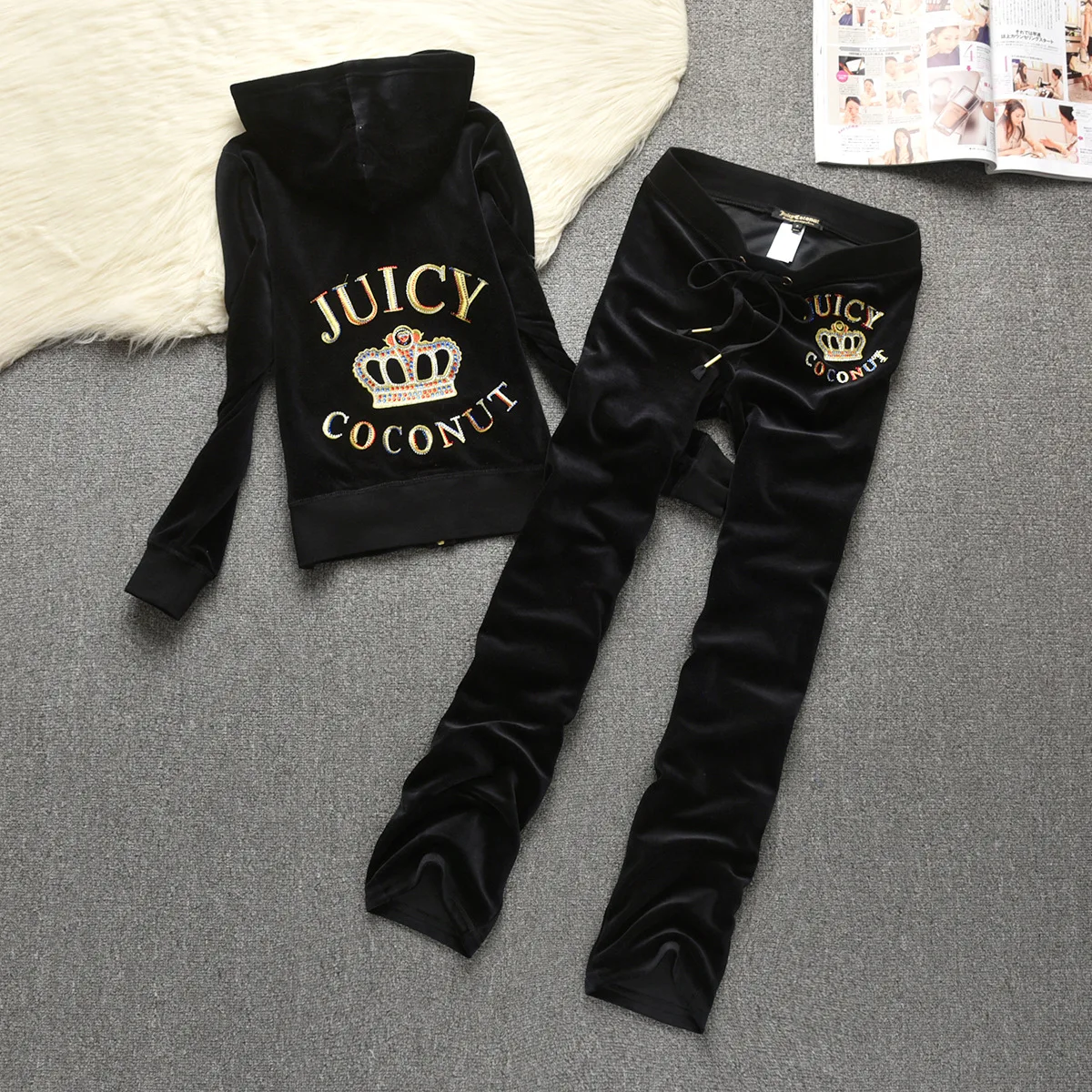 

Spring/Summer sportswear Brand velvet fabric sportswear Fleece 2-piece suit Shorts set Fat girl sportswear