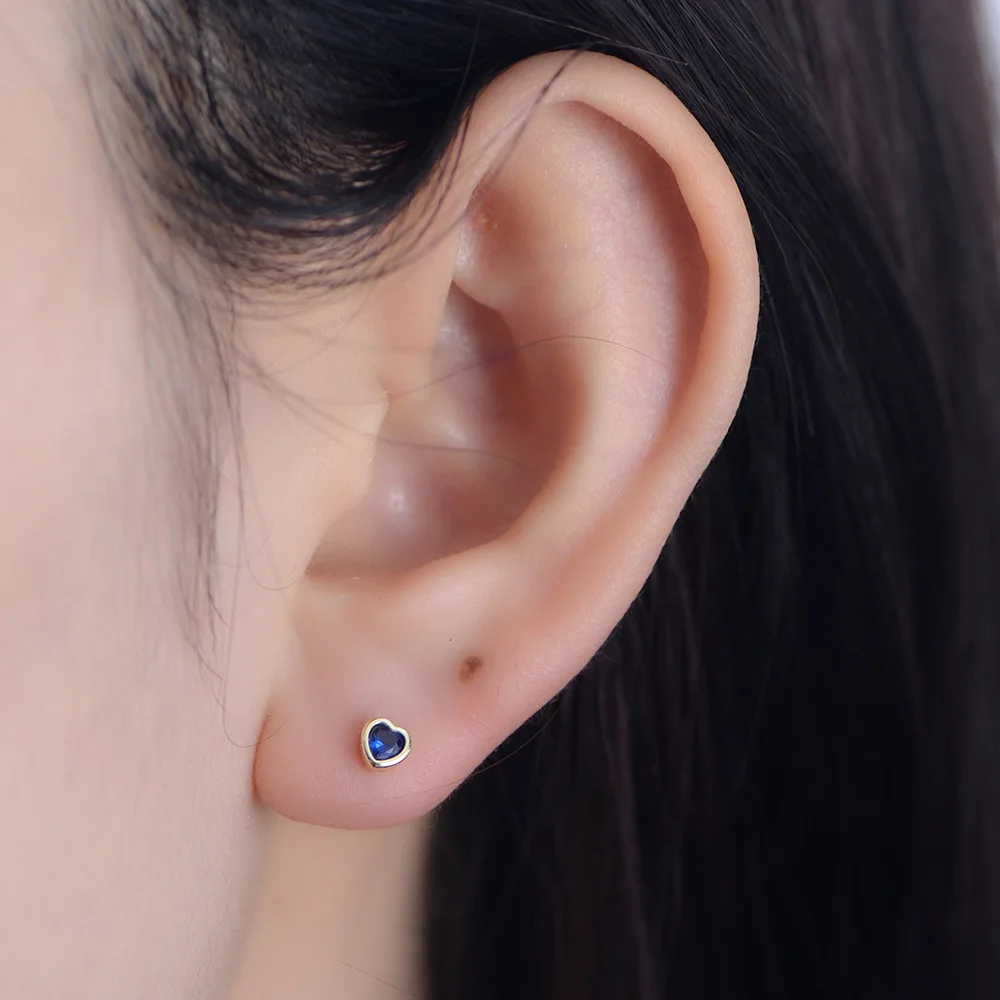 Серьги-гвоздики из серебра 925 пробы с опалом и фианитом для пирсинга 1 шт.