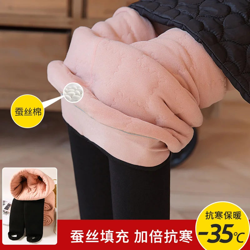 

Baby Girls Silk thermal pants winter plus velvet thick warmer leggings silk cotton kids child Extra thick anti-pilling trousers