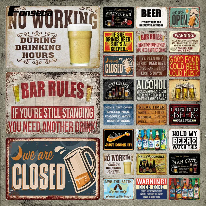 

Металлическая табличка с надписью «Bar Rules» для холодного пива, громкая музыка, винтажная Жестяная Табличка, железная картина для бара, паба, клуба, мужская пещера, Декор