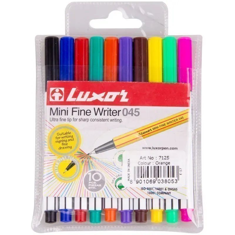 Набор капиллярных ручек Luxor &quotMini Fine Writer 045&quot 10цв. 0 8мм европодвес | Канцтовары для