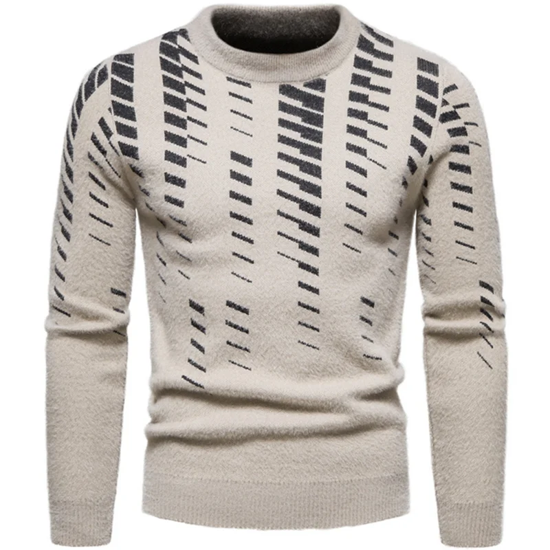 2022 Autumn and Winter New Men's Slim Long-sleeved Knitwear Fashion Round Neck Casual Sweater Bottoming Shirt Thick Clothes 2XL