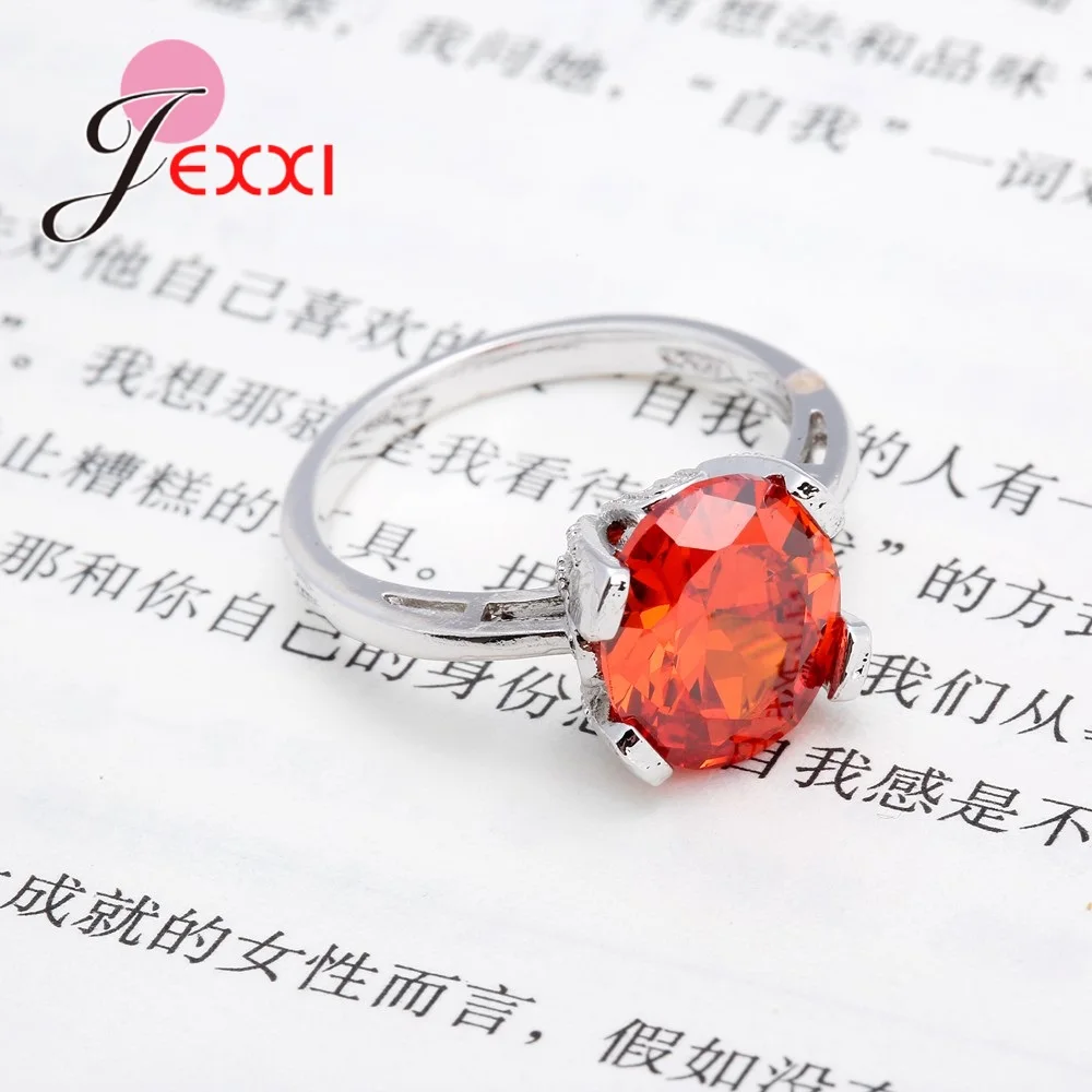 Фото Кольцо с красным камнем Bague Rose, 925 пробы, серебро, кристалл, модные юбилейные ювелирные изделия для женщин, anel обручальные кольца №2