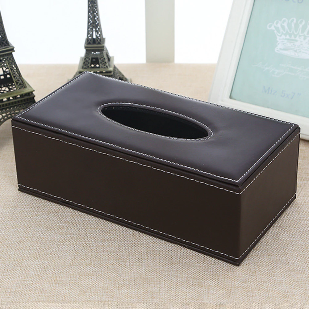 

PU Leather Tissue Case Napkin Waterproof Large Rectangular Paper Box Practical Antimoisture Holder Household Office