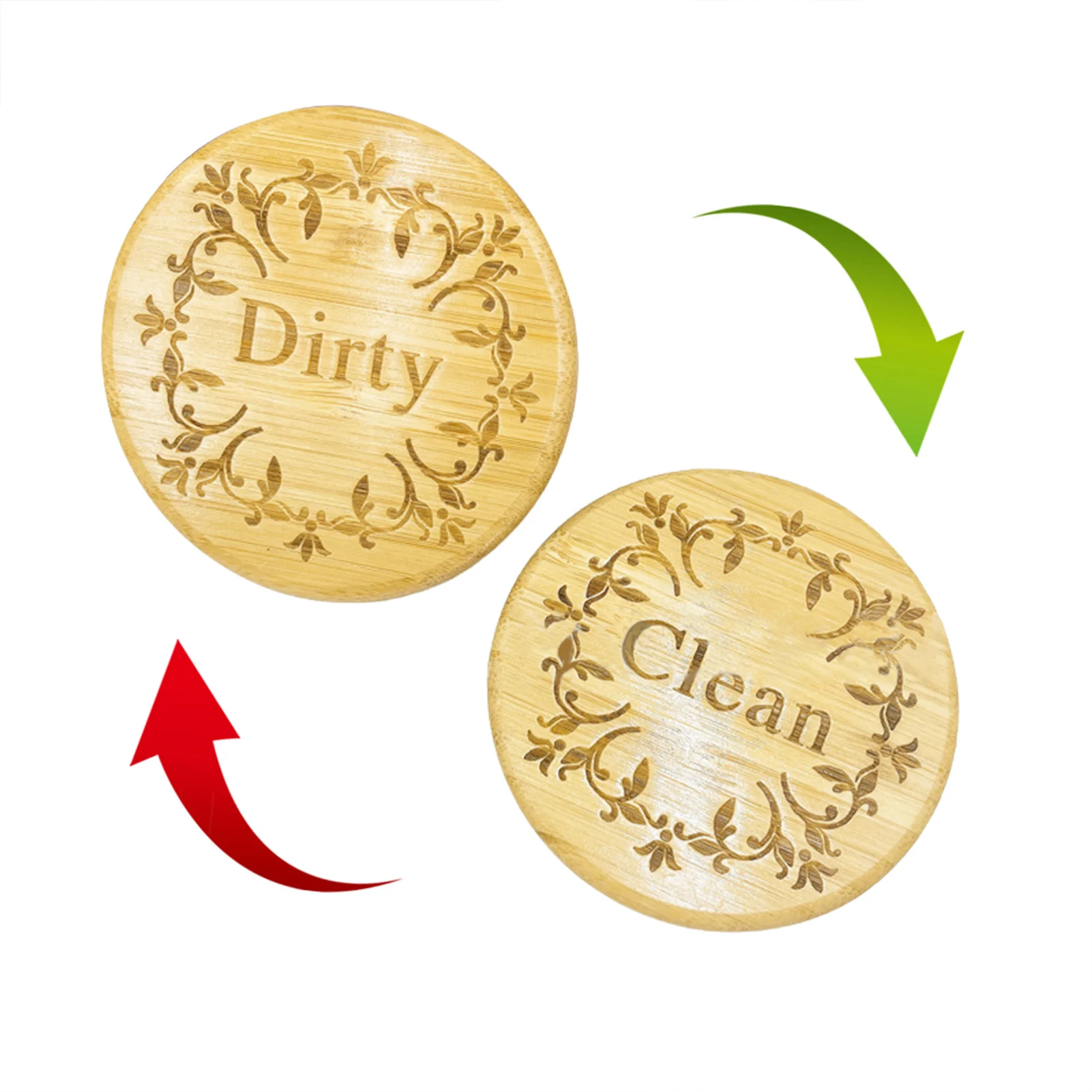 

Bamboo Dishwasher Magnet Dirty Clean Dishwasher Magnet No-Scratch Clean Dirty Sign Indicator For Dishwasher