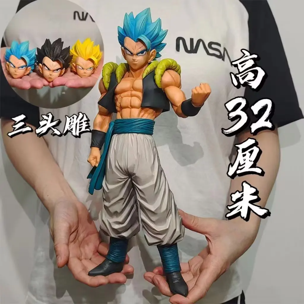 

32cm Dragon Ball Saiyan Three-Headed Carving Gogeta Gk Statue Collection Pvc Figures Ornaments Anime Peripheral Model Toy Gift
