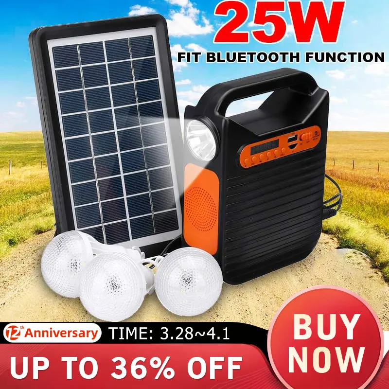 25W 9V Portable USB Solar Panel Power Lagerung Generator Batterie Ladegerät System Ladegerät Mit Lampe Beleuchtung Solar Energie system
