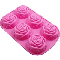 diy silicone mold 3d rose flower shape 6 cavity chocolate dessert mould fondant cake baking decorating tool for kitchen supplies