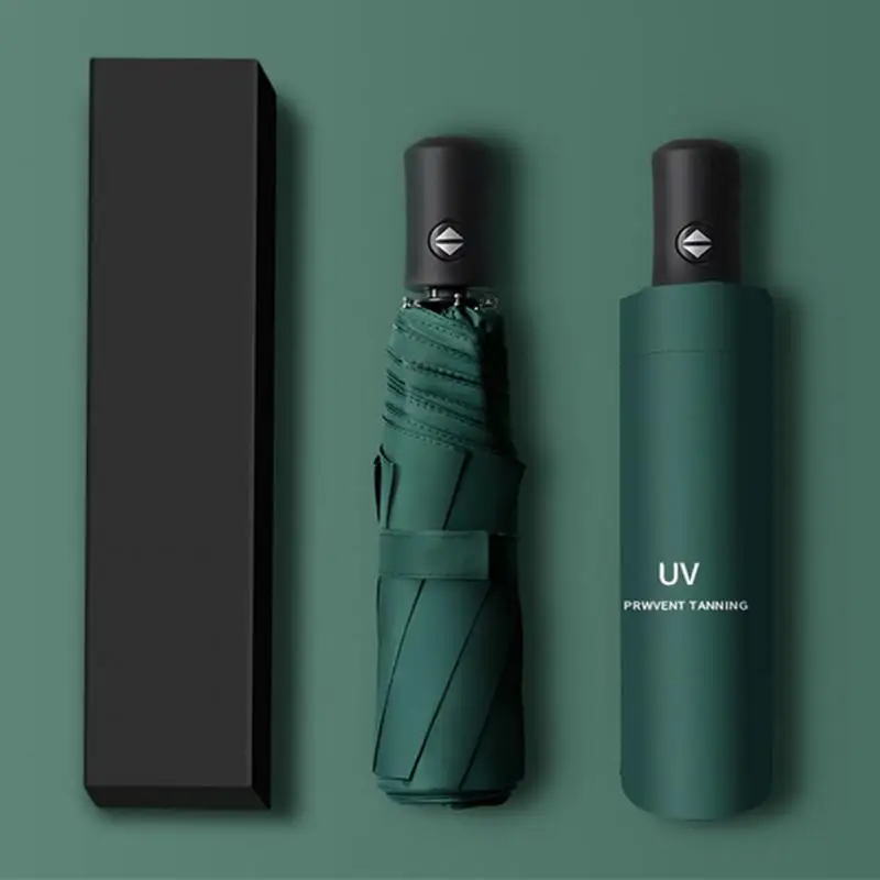 

Hand/Automatic UV Umbrella Wholesale Vinyl Sunscreen UV Sunshade Female Rain Dual-purpose Three-fold Long Handle Sun Umbrella