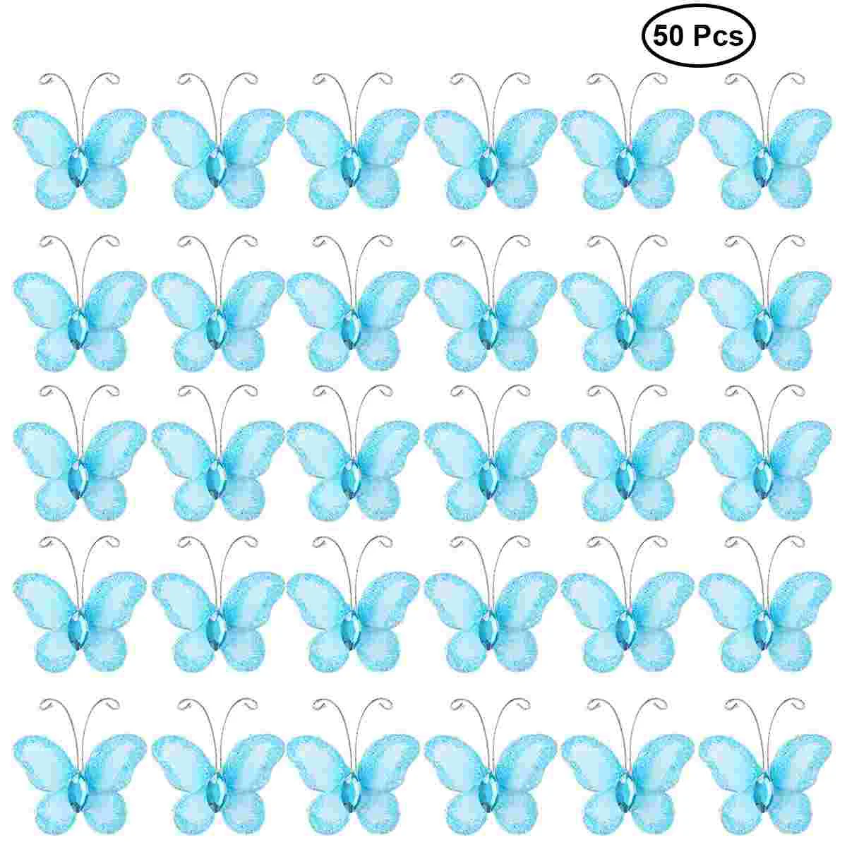 

50pcs Sheer Mesh Wire Glitter with (Blue)