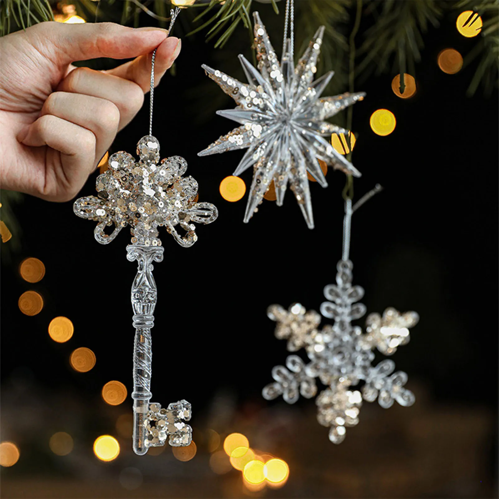 

Рождественская подвеска, прозрачная акриловая Снежинка, украшения для елки, креативная Хрустальная рождественская подвеска для рождественской елки, подвесное украшение для окна