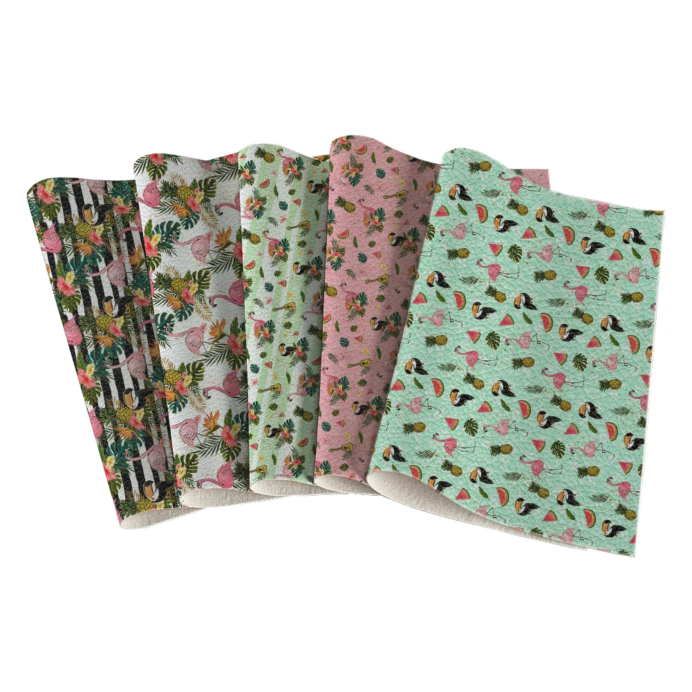 

Flamingo Pattern Lychee Grain Faux Leather for DIY Hair Bows Material 30X136CM