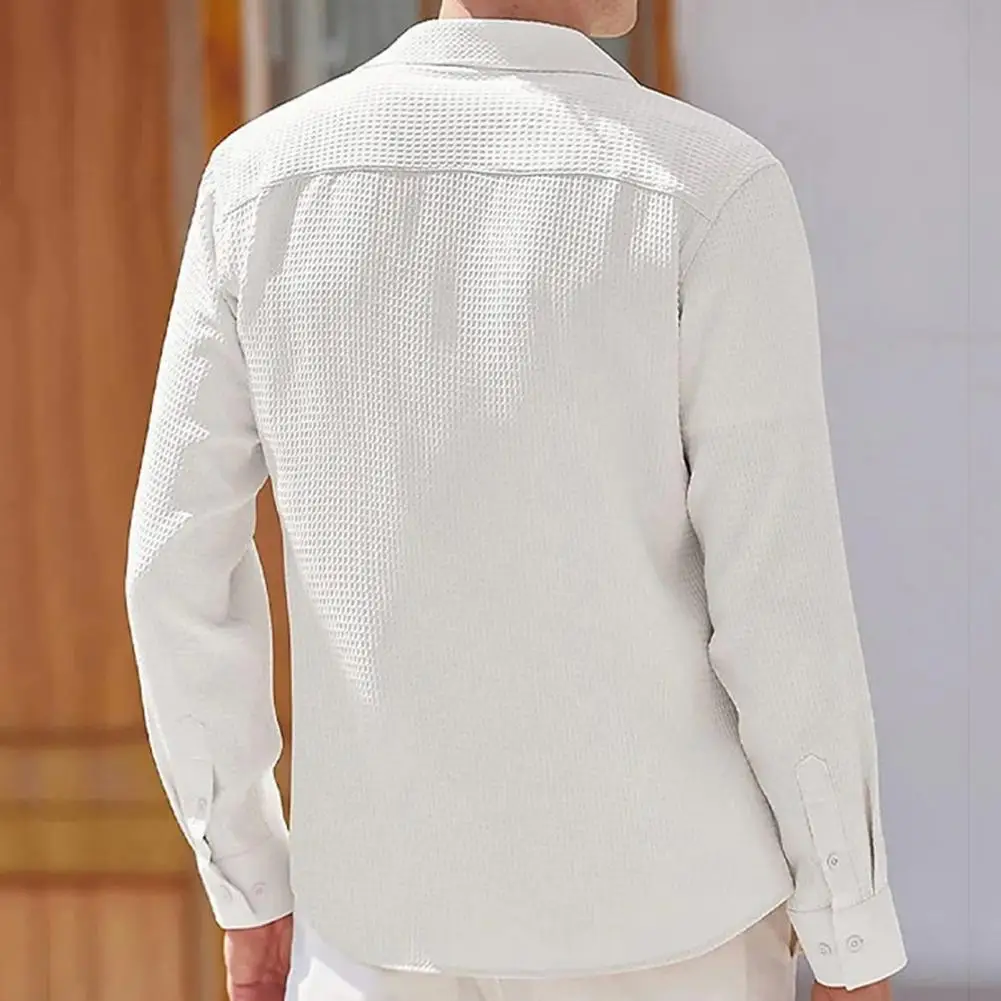 

Men Relaxed Fit Shirt Soft Breathable Men's Casual Shirt Stylish Lapel Loose Fit Long Sleeve for Fall Spring Fashion Men Top